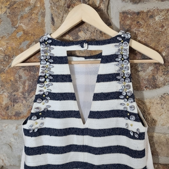 BY Malene Birger XS 34 Chyrel Tweed Boucle Striped Dress + Embellishments - Picture 7 of 11